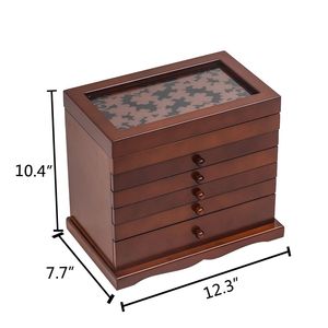 Caja de Almacenamiento de Madera YS Marrón Grande con 6 Niveles y 5 Cajones para Organizar Joyas - Product Image 5