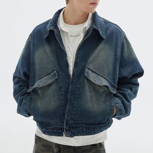 Chaqueta Vaquera de Mezclilla Azul Tradicional Estilo Vaquero Occidental para Hombre, Ropa de Trabajo Resistente, Abrigo de Mezclilla Índigo - Product Image 1