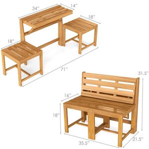 Panca da Esterno 3-in-1 in Legno di Acacia con Seduta a Doghe per Arredamento da Giardino - Product Image 6