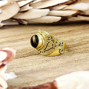 Hot Design Silver <b>Eye</b> Boho <b>Tiger</b> <b>Eye</b> Vintage Brass <b>Ring</b> Women 18k Gold Plated Certified Filigree Tribal Swirl Jewelry - Product Image 6