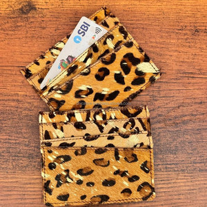 Nouveaux cheveux sur métallisé imprimé léopard portefeuille en cuir véritable pour unisexe tendance crédit porte-carte voyage mode cadeau poche à monnaie - Product Image 4