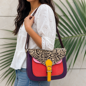 Sac à main en cuir recyclé de style occidental, multicolore, élégant pour femme, sac à bandoulière polyvalent à motif animalier, offre spéciale - Product Image 2