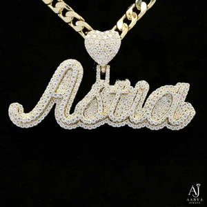 Collier avec pendentif lettre personnalisé en argent plaqué or rose, serti de moissanite taille brillant et micro-incrustations, bijoux de fête hip-hop - Product Image 4