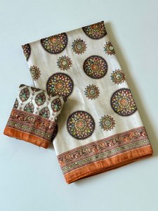 Sari en soie Dola pure et douce, tissage jacquard Jari complet, travail miroir, design de créateur, sari en soie Dola de qualité supérieure avec impression numérique UHD - Product Image 1