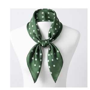 Women's <b>Green</b> Polka Dot <b>Silk</b> Square Scarf Elegant Multi-Functional Fashion Accessory All Seasons - Product Image 1