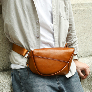 Bolso de Hombro de Cuero Vintage para Hombre, Mochila Deportiva de Viaje, Riñonera de Cuero, Bolso de Pecho de Cuero Genuino para Hombre - Product Image 4