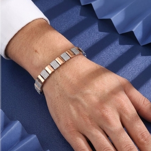 925 Silver Rose Gold Link <b>Bracelet</b> for Men and Women CZ Stone Stylish <b>Adjustable</b> Luxury Jewelry Accessory - Product Image 5