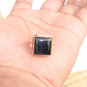 925 Sterling <b>Silver</b> Black Onyx Signet <b>Ring</b> for <b>Men</b>, Rose Gold & Yellow Gold Plated Vintage Square Gemstone Statement <b>Ring</b> <b>Men</b> - Product Image 2