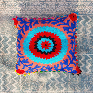 High Quality Handmade Square Indian Cotton Suzani <b>Pillow</b> Cover Floral Embroidery Decorative Water Resistant Home Decor Covers - Product Image 1