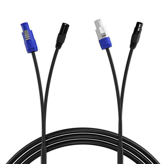 SHEHDS 2-in-1 Hybrid Power DMX Combo Cable Pro PowerCon & XLR Integrated Cord for Stage Light