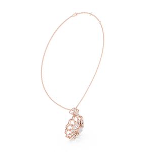 Pendentif en or blanc 14 carats avec fleur de diamant, chaîne à maillons, diamant taille brillant rond, bijoux pour femme, cadeau, anniversaire, mariage - Product Image 4