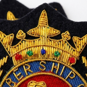 Custom Bullion Wire Embroidered Golf Club Crest Patch Luxury Goldwork Crown Badge Sew-On Applique for Uniforms & Garments - Product Image 3