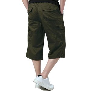 Pantalones Cortos Cargo Verde Oliva para Hombre, Cintura Elástica, Múltiples Bolsillos, Casuales, de Lona, Transpirables, de Secado Rápido, Corte Medio, 220g - Product Image 2