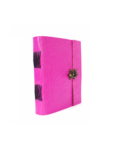 Journal en cuir Celtic Trinity Knot – Couverture rose vif gaufrée avec fermeture à cadenas en laiton, journal fait main - Product Image 4
