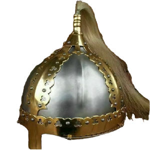 Casco de armadura vikinga medieval Casco de acero de latón para Halloween con casco de penacho Calvin Handicraft - Product Image 1