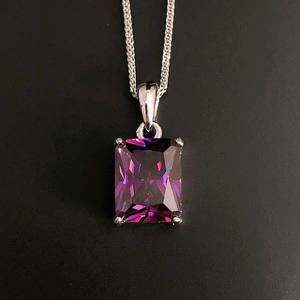 Collier rectangulaire en améthyste Mia en argent sterling, pierre de naissance de février, pendentif lilas violet, cadeau d'anniversaire - Product Image 6