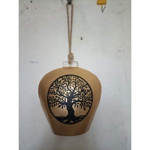 Rustic <b>Copper</b> Christmas Bell Hanging <b>Ornament</b> Vintage Distressed Metal Cow Bell With Painted Butterfly Design for Holiday Garden - Product Image 4