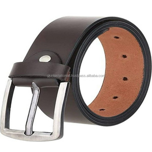 Ceinture décontractée en cuir de vachette naturelle marron vintage monocouche en cuir de première qualité pour hommes boucle ardillon en laiton massif fabricant de gros - Product Image 5