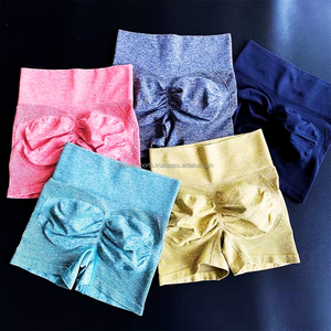 Short d'exercice de fitness taille haute sans couture pour femmes, leggings de yoga de style lavé avec logo personnalisé - Product Image 3