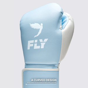 ถุงมือชกมวยคุณภาพพรีเมียม Superlace X Fly หนังแท้ 100% สีฟ้าขาว สายรัดสีขาว สำหรับฝึกซ้อมและแข่งขันในยิม - Product Image 5