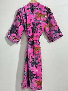 Bata Kimono de Terciopelo con Estampado de Animales de la Selva para Mujer, Larga, de Manga Larga, Cuello en V, Informal, de Invierno, de Lujo, Lavable a Máquina - Product Image 6