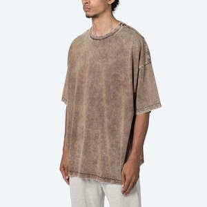 T-shirt pour homme en coton doux, délavé à l'acide, style vintage, coupe décontractée, style streetwear, pour tous les jours, look rétro - Product Image 2