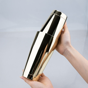 Shaker à cocktails Boston professionnel en acier inoxydable avec logo personnalisé, outils de bar en métal coloré, 500/700 ml - Product Image 1