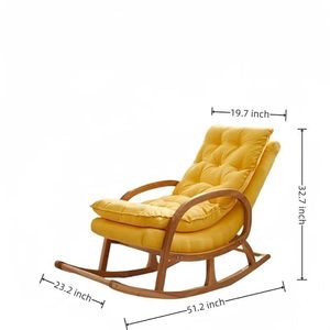 Fauteuil à bascule en bois de Sheesham – Fauteuil à bascule artisanal de style Chesterfield avec coussin capitonné en velours et siège confortable - Product Image 2