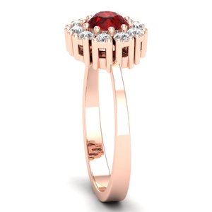Bague en or massif 14 carats REYES faite à la main avec diamant certifié IGI pour femme, prix de gros, coupe ronde, pierre précieuse grenat 0,5 carat - Product Image 3