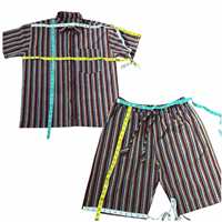 Conjunto de Camisa y Pantalón Corto de Algodón Tejido a Mano, Ecológico, Ligero y Moderno para Niñas, con Rayas, para Uso Diario y Viajes