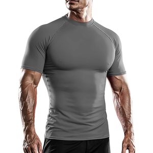 <b>Men</b> athletic compression <b>Men's</b> T-Shirts workout top gym training wear tight fit <b>stretch</b> breathable fabric performance running - Product Image 1