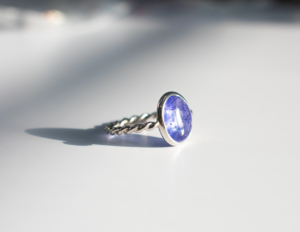Tanzanite Oval Cabochon <b>Ring</b> 925 Sterling <b>Silver</b> Handcrafted Twisted Rope Band Purple Blue Gemstone <b>Solitaire</b> Jewelry - Product Image 4