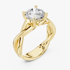 Bague de fiançailles solitaire torsadée en or jaune 9 carats avec diamant de laboratoire rond de 2 carats, bijoux de mariée personnalisés en gros - Product Image 6