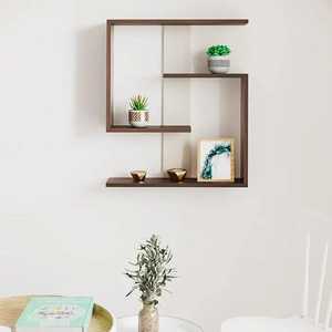 White <b>Floating</b> Wood Wall <b>Shelves</b> Gold Metal <b>Brackets</b> Adjustable Modern Living Room Flower Pot Storage Rack Wall Mounted - Product Image 2