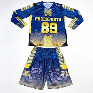 Tenue de football personnalisée d'été à manches courtes, légère, respirante, séchage rapide, imprimée par sublimation, avec nom d'équipe, vêtements de sport - Product Image 1