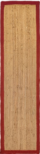 Alfombra de yute natural tejida a mano con borde rojo, estilo rústico para pasillo. - Product Image 2