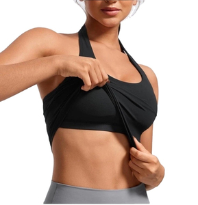 Women's Breathable Sports <b>Bra</b> with Custom Logo Padded <b>Longline</b> Halter Yoga top Activewear - Product Image 2