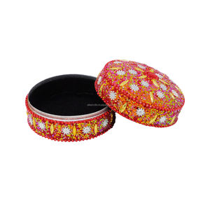 Indian Designer <b>Small</b> Velvet <b>Jewelry</b> <b>Box</b> Handcrafted Ornamental for Ring & Wedding <b>Gift</b> Presentation - Product Image 2