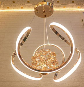 Unique, tiered rose gold lotus <b>flower</b> textured glass <b>panel</b> ceiling hanging light fixture, available at wholesale prices - Product Image 6