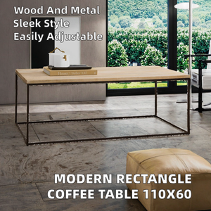 Mesa de Centro Rectangular Moderna Estilo Indio Ajustable de 110x60x40CM, Madera y Metal, para Hogar y Oficina, Muebles de Sala de Estar, Precio al por Mayor - Product Image 5