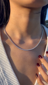 Parure de bijoux : Collier tennis à 4 griffes en argent sterling 925, sertissage classique et sécurisé à 4 griffes, personnalisable avec nom, pour anniversaire et usage quotidien - Product Image 5