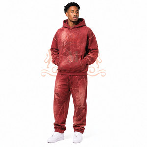 Ensemble de pantalon et sweat à capuche décontracté confortable effet délavé, en tissu doux, pour un look moderne et détendu - Product Image 4