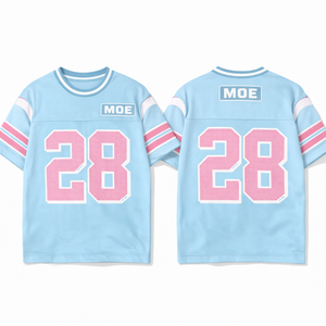 Summer 2026 Women Loose Casual American Football Jersey Digital Pattern Round Neck Short Sleeve <b>T</b> Shirt Trendy Ball Suit Top - Product Image 3