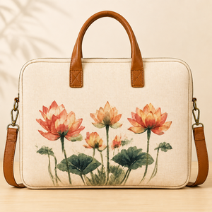 Sac pour ordinateur portable en toile florale avec matériau en jute, imperméable et antivol, compatible GPS, personnalisable, durable, écologique, grande capacité - Product Image 4