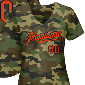 Maillot de baseball camouflage orange et noir pour homme, boutonné, pour équipe, performance, entraînement, uniforme de jeu, léger - Product Image 2