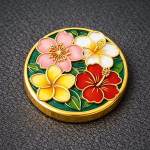 Marqueur de balle de golf en métal, forme personnalisée, couleur émail, cadeau pour club féminin, motif fleur. - Product Image 1