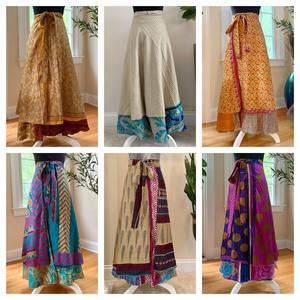 Lote al por mayor de faldas largas bohemias transpirables de seda natural tipo sari - Product Image 6