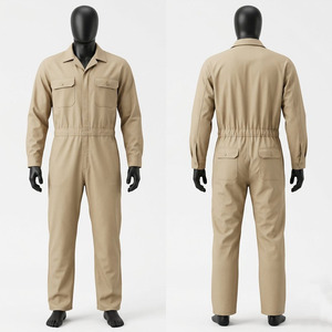 Combinaison de travail en coton mélangé de qualité supérieure Black Hardson, certifiée CE, séchage rapide, 240 GSM, beige, taille élastique, poches boutonnées - Product Image 1