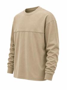 เสื้อสเวตเชิ้ตคอกลมสีเบจสำหรับผู้ชาย ทรงหลวม สีพื้น เรียบง่าย ถักทอ แขนยาว เหมาะสำหรับใส่ในฤดูหนาว ODM MOQ ต่ำ ผ้าฟลีซ ระบายอากาศได้ดี - Product Image 4