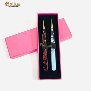 Bellus Eyelash Tweezers Stainless Steel Precision Tip Smooth Grip Box Packaging - Product Image 1